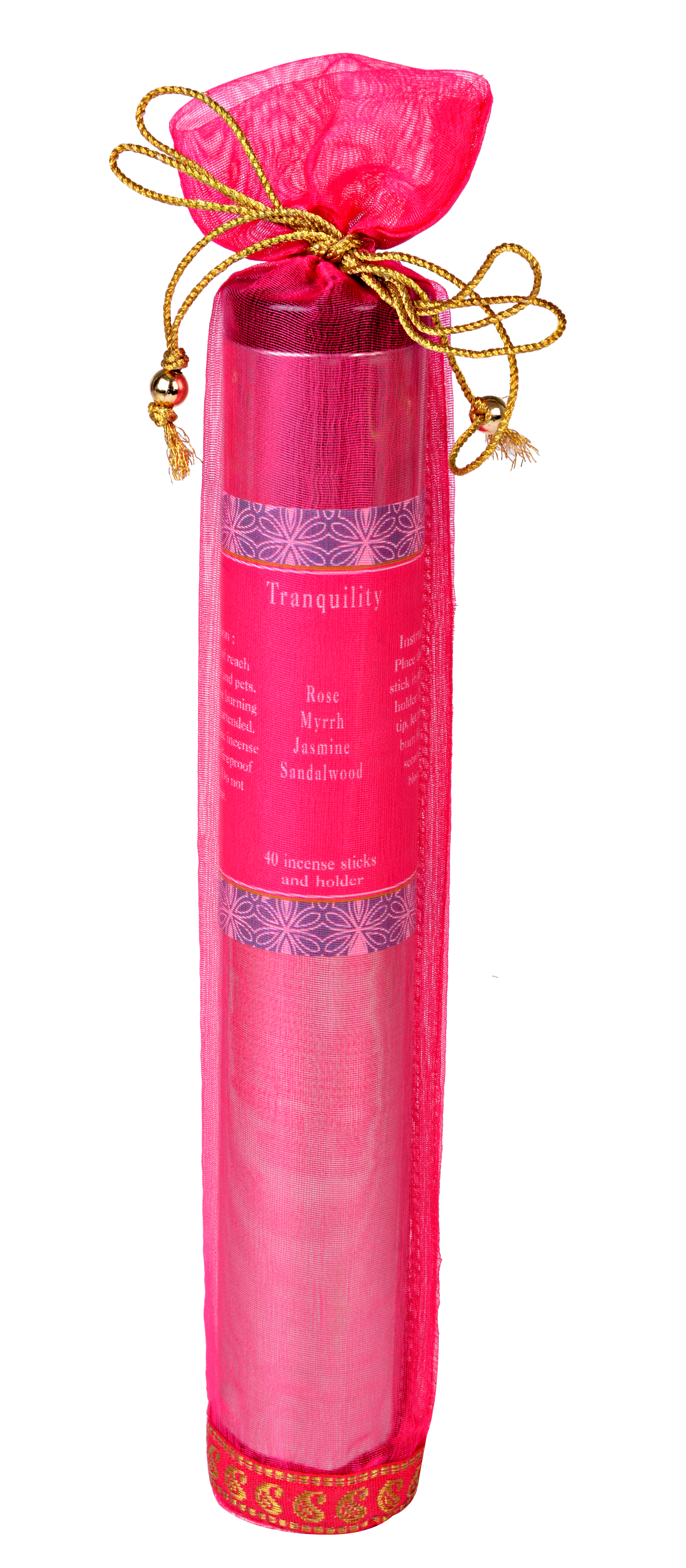 Tranquility-40 Incense Sticks Tin Can in a Decorative Tissue Bag (A-1027/B)